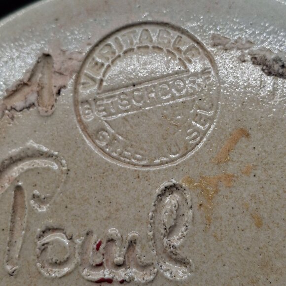 Vintage German Stoneware Pitcher With Blue Floral Motif Signed Paul Schmitter - Picture 8 of 8